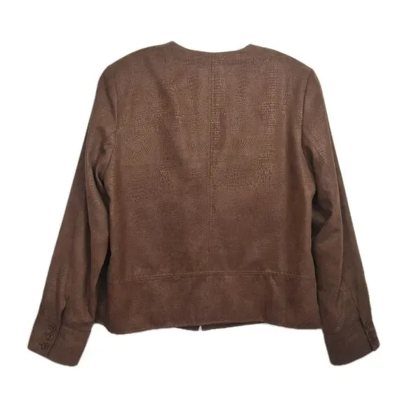 Koret Jacket Women's 12 Brown Faux Suede Full-Zip Lined - Picture 2 of 7